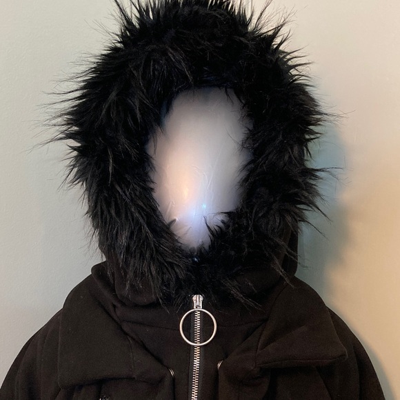 Black Faux Fur Hood Parka - Women - Picture 3 of 14